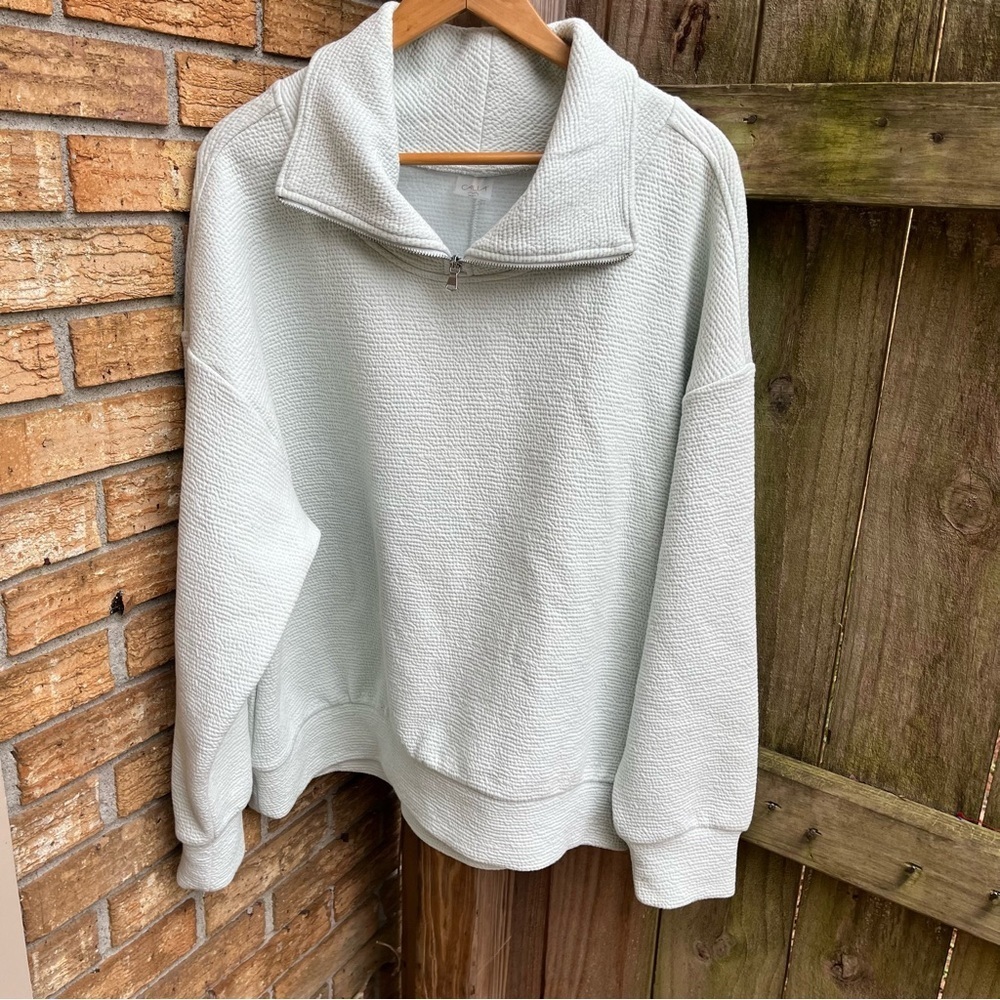 CALIA by Carrie Underwood Baby Blue 1/4 Zip Cowl Neck Sweater